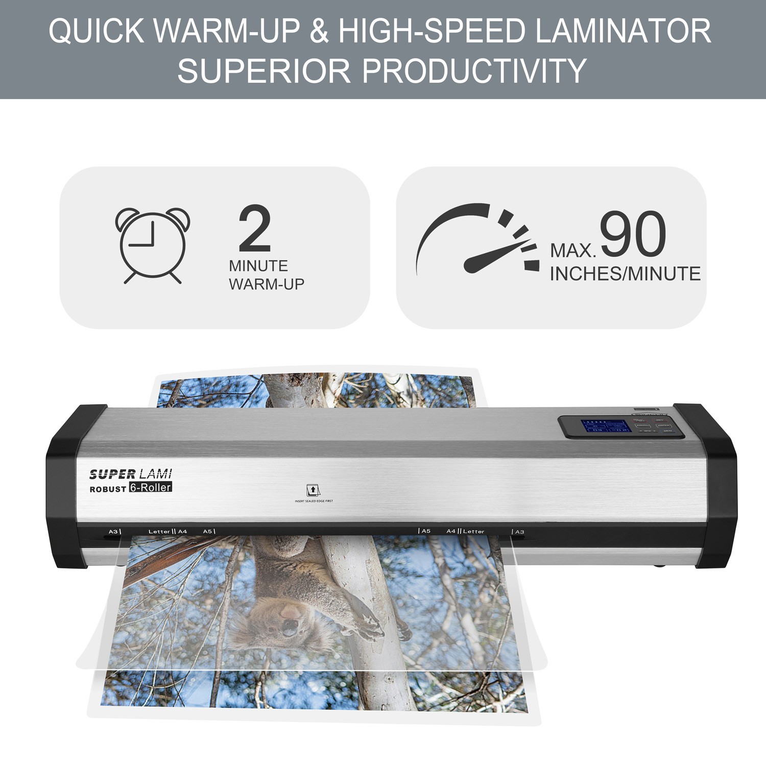 Robust 6-Roller Laminator with LCD Display