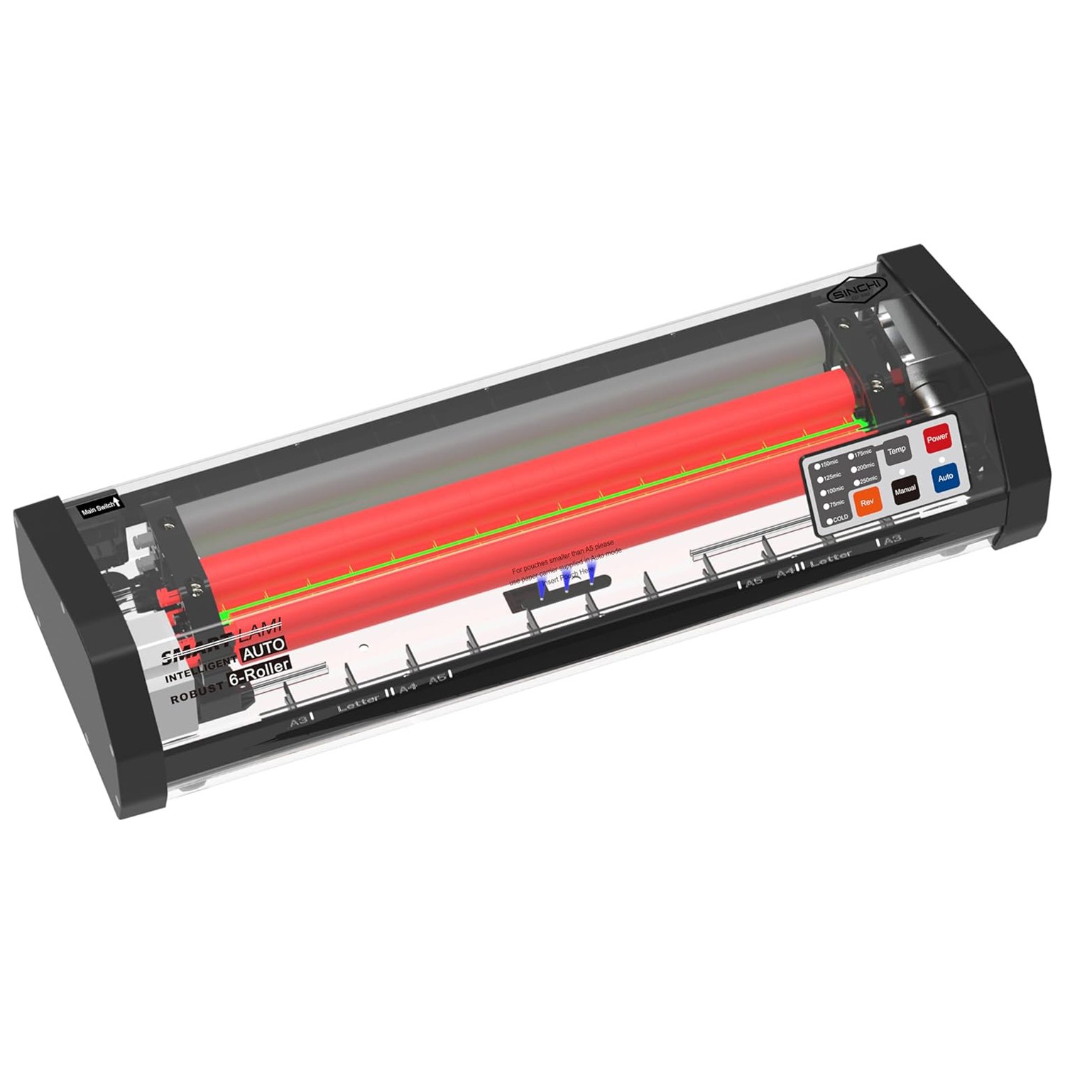 6-Roller Laminator with Patented Auto Sense & Anti-Jamming Technologies 