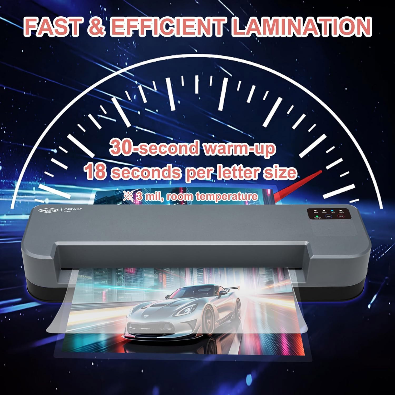 4-Roller Laminator and Foil Applicator with Auto & Electric Reverse Anti-Jam