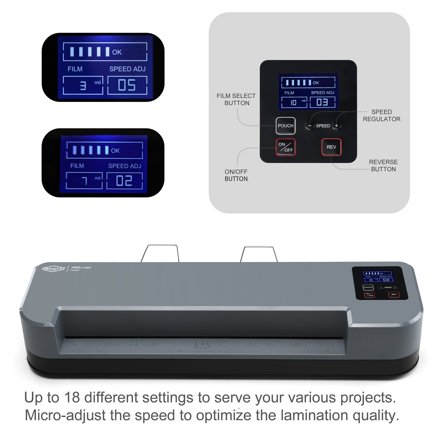4-Roller Laminator & Foil Applicator with LCD Display 