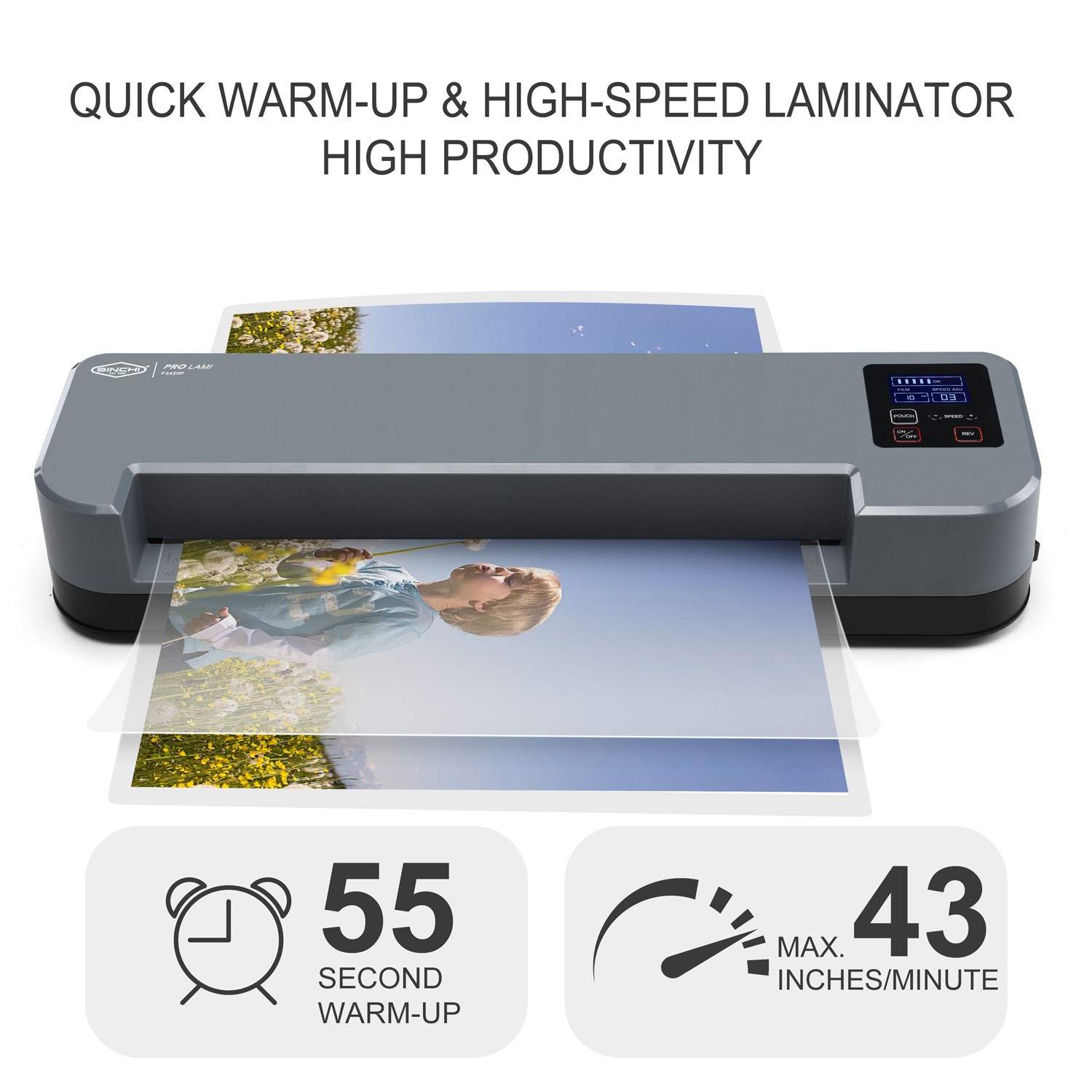 4-Roller Laminator & Foil Applicator with LCD Display 