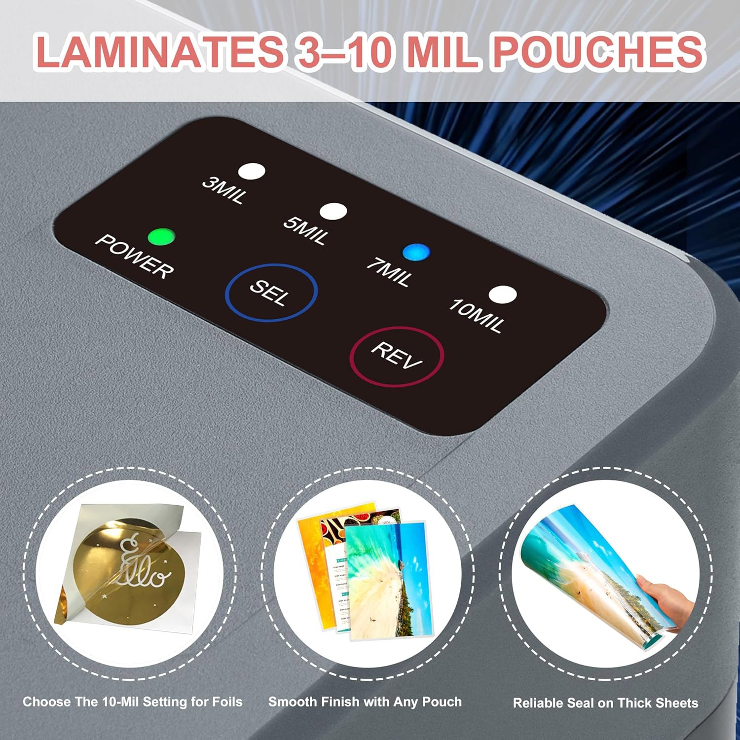 4-Roller Laminator and Foil Applicator with Auto & Electric Reverse Anti-Jam