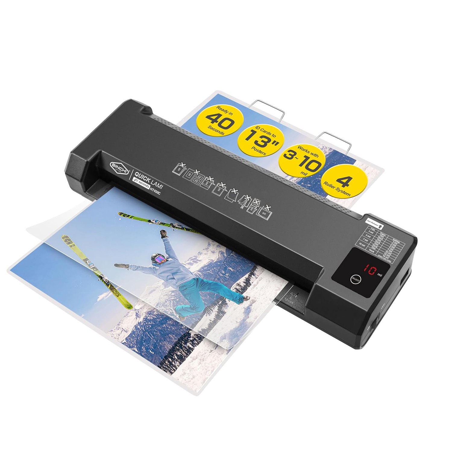 4-Roller Laminator & Foil Applicator with LED Touch Panel 