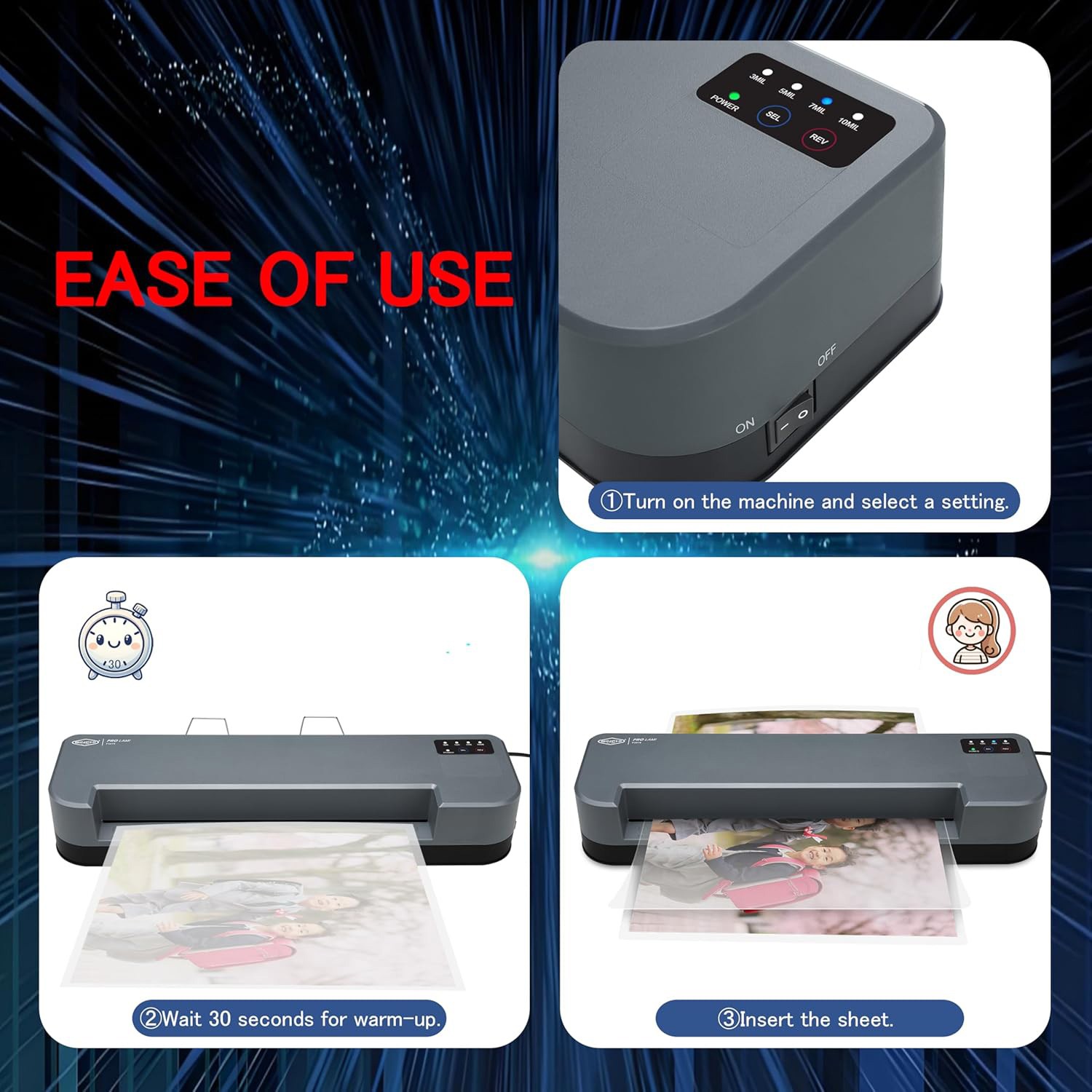 4-Roller Laminator and Foil Applicator with Auto & Electric Reverse Anti-Jam