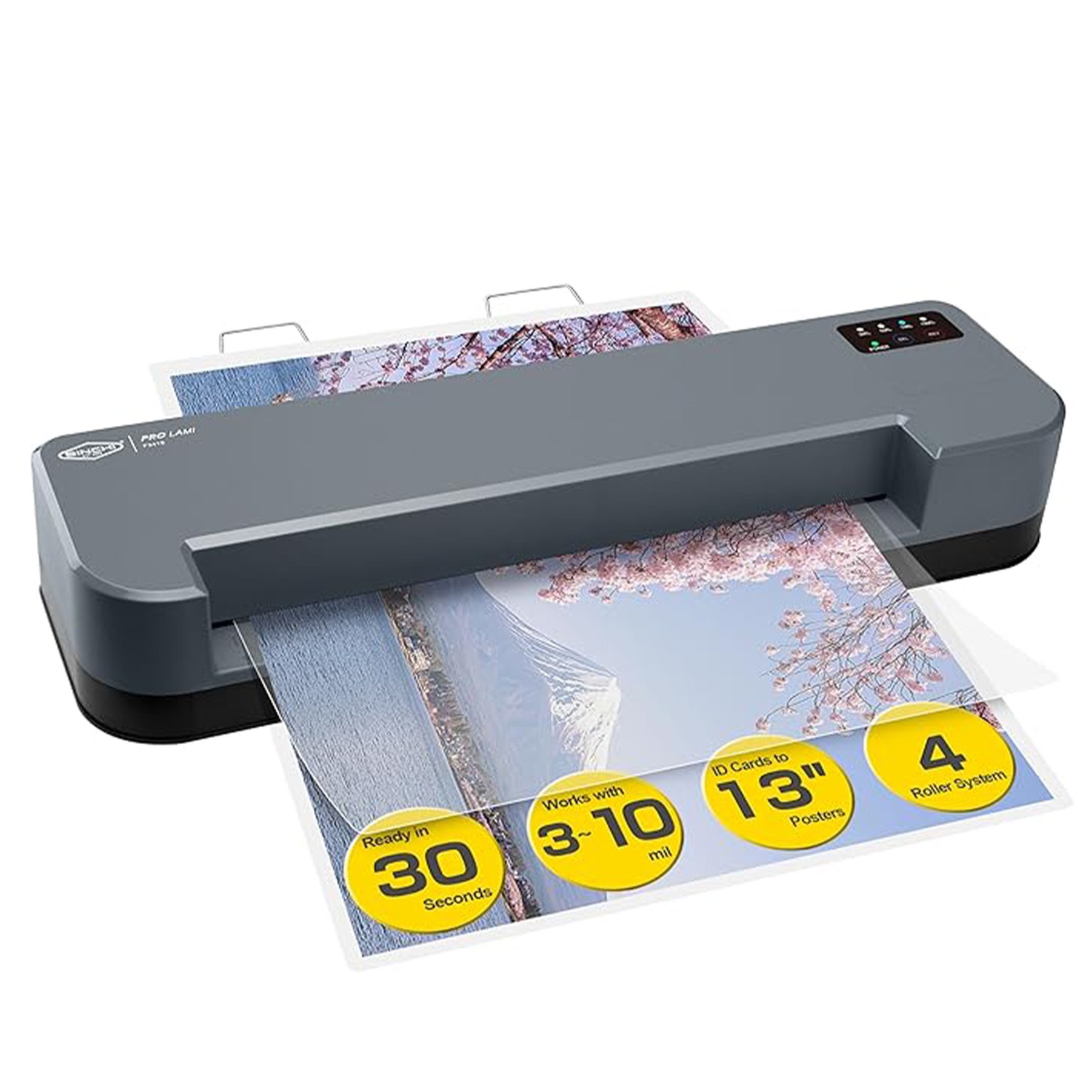 4-Roller Laminator and Foil Applicator with Auto & Electric Reverse Anti-Jam